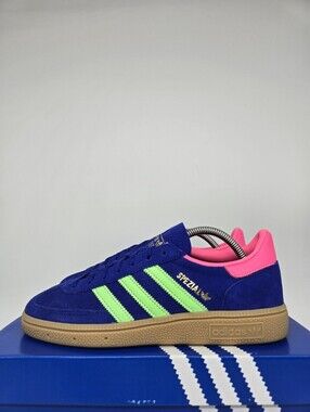 adidas Women's Handball Spezial JP8721 Lucid Blue Lime Burst Shoes Size 6